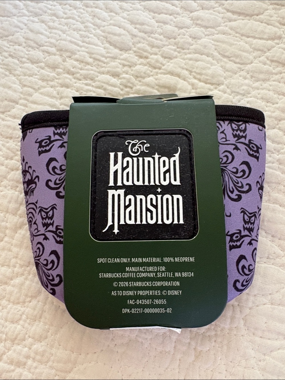 Starbucks Disney Haunted Mansion Fabric 16oz Cup Sleeve Purple 2026